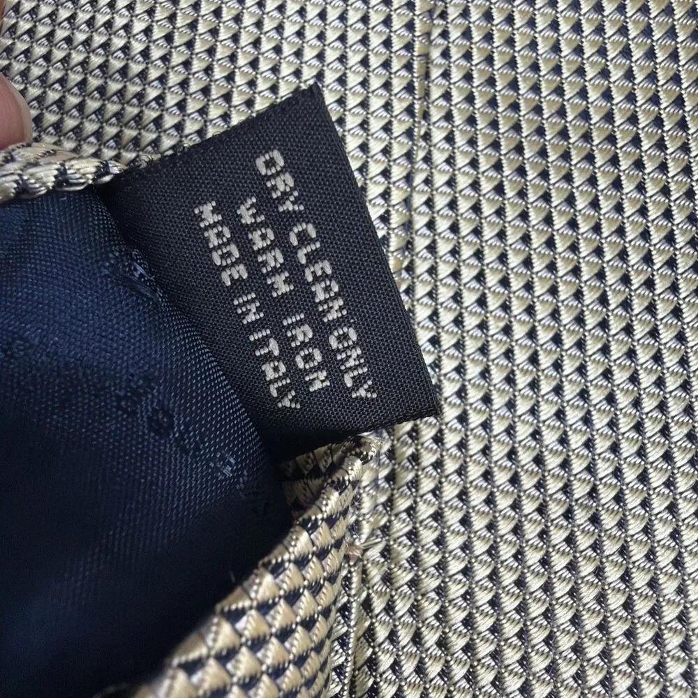 ERMENEGILDO ZEGNA Metallic Gold & Black Woven Silk Tie Made in Italy (Read Desc)